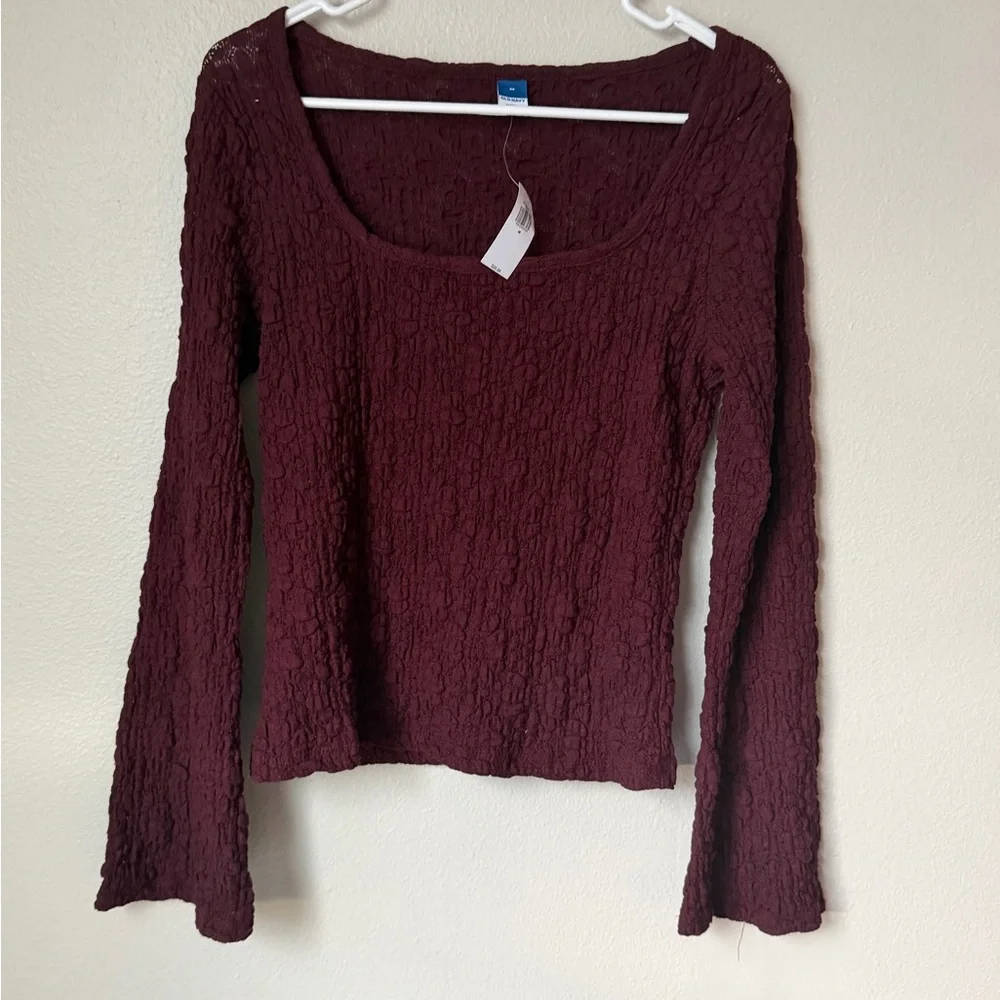 Old Navy Textured Lace Scoop-Neck Top in Maroon Women’s Med Romantic Whimsigoth - Picture 3 of 6